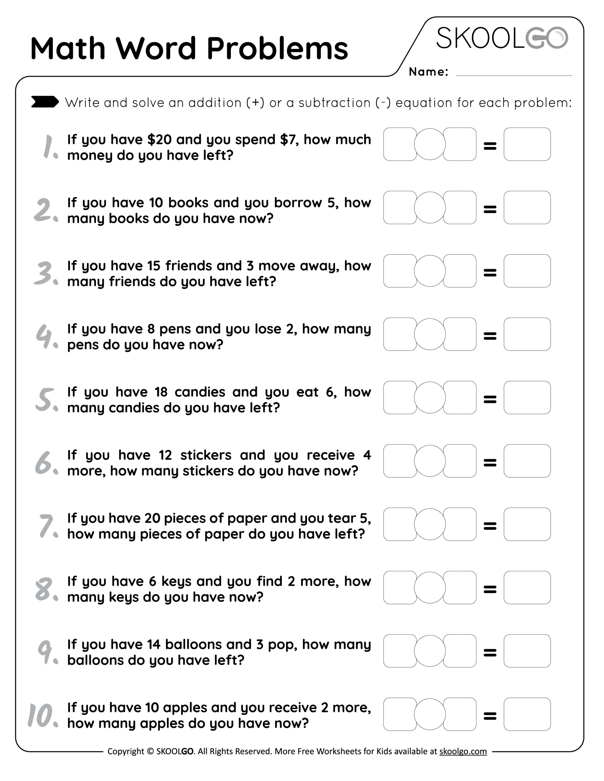 Math Word Problems Free Worksheet For Kids SKOOLGO Worksheets Library Math Word Problems Free Worksheet For Kids SKOOLGO Worksheets Library
