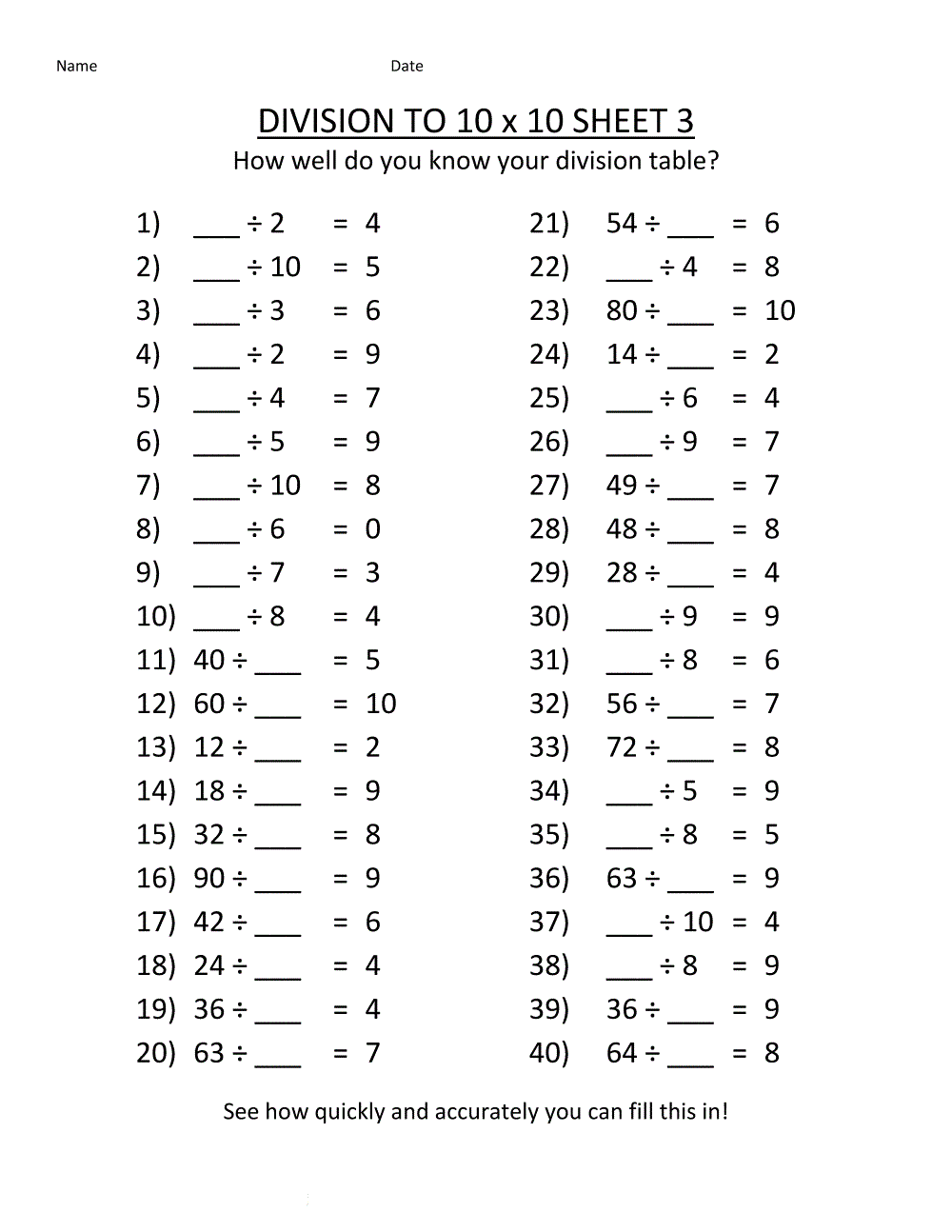 Math Worksheets To Print