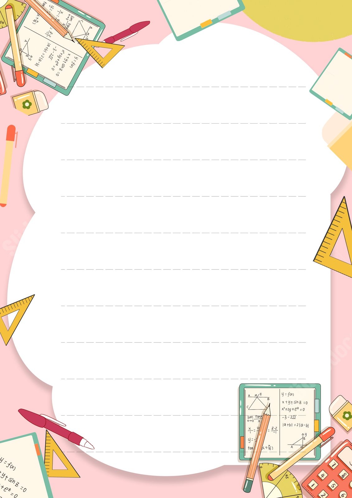 Mathematics Page Border And Printable Background In Word Slidesdocs