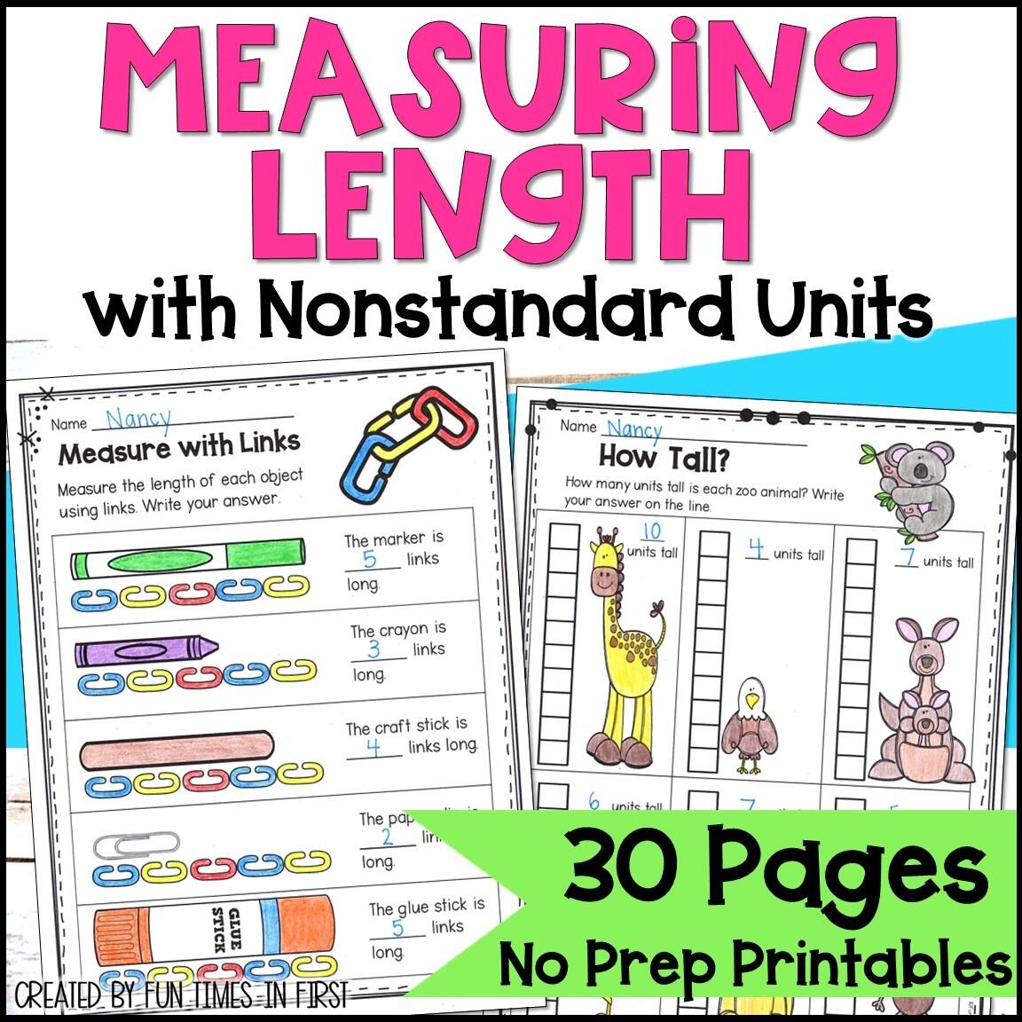 Measuring Length With Nonstandard Units NO PREP Printables 1st Grade Math Made By Teachers Measuring Length With Nonstandard Units NO PREP Printables 1st Grade Math Made By Teachers