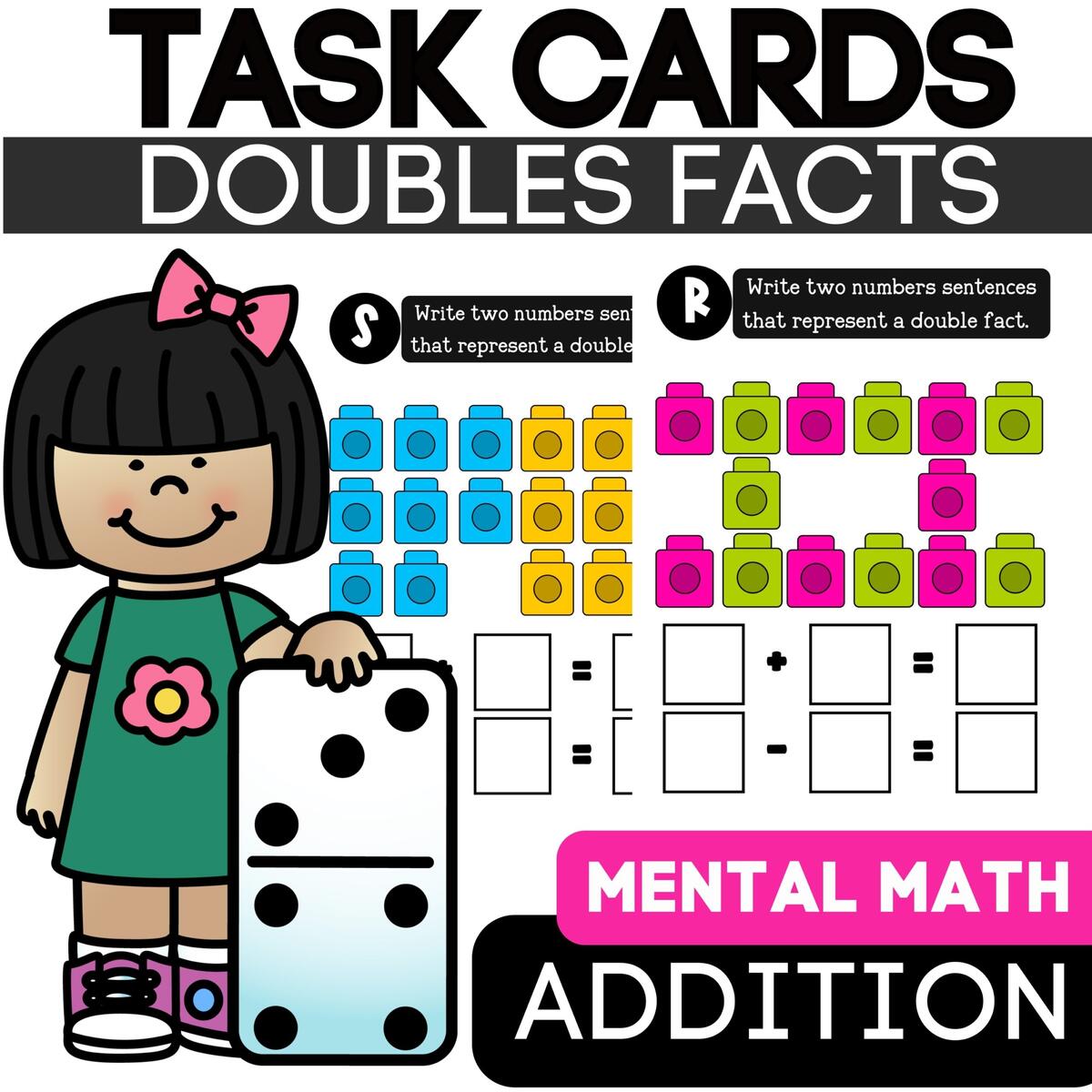 Mental Math Adding Doubles Task Cards BUNDLE Classful