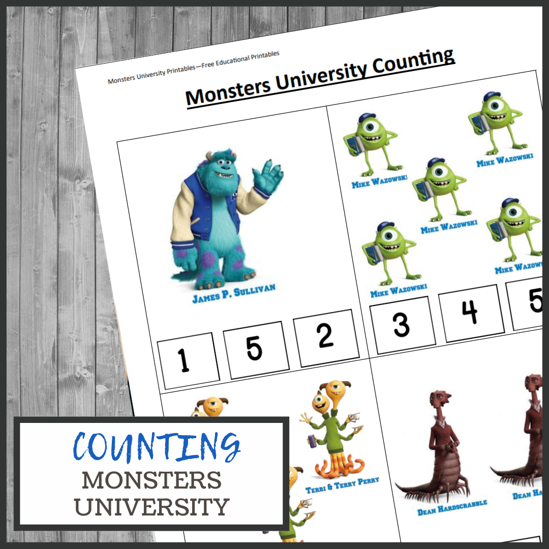 Monsters University Counting Sheet Monsters University Counting Sheet