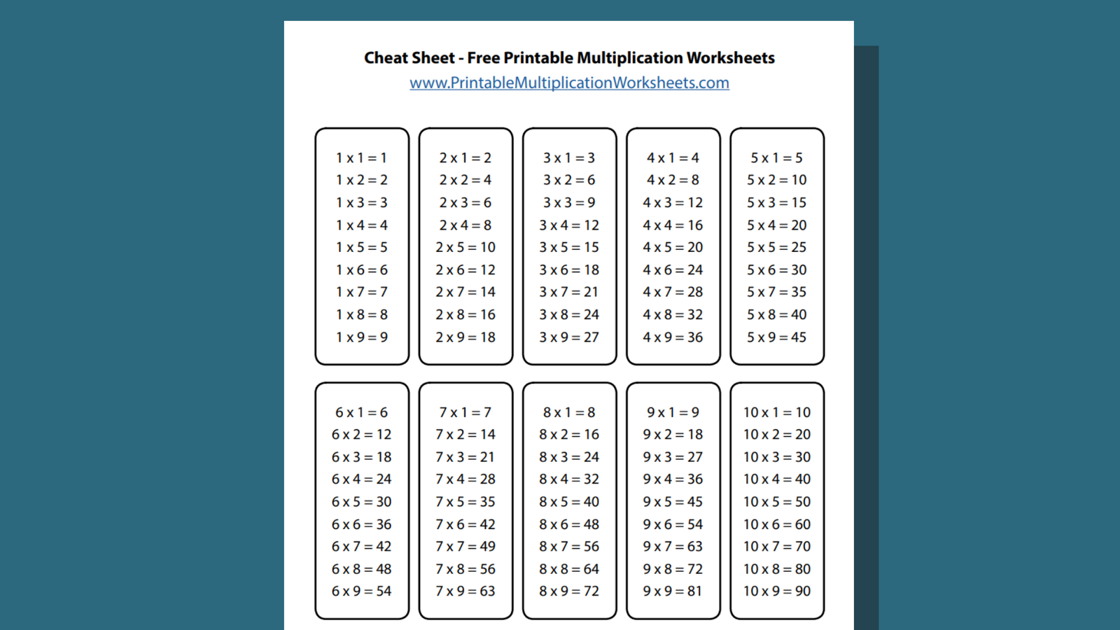 Multiplication Cheat Sheet Printable Multiplication Worksheets Multiplication Cheat Sheet Printable Multiplication Worksheets
