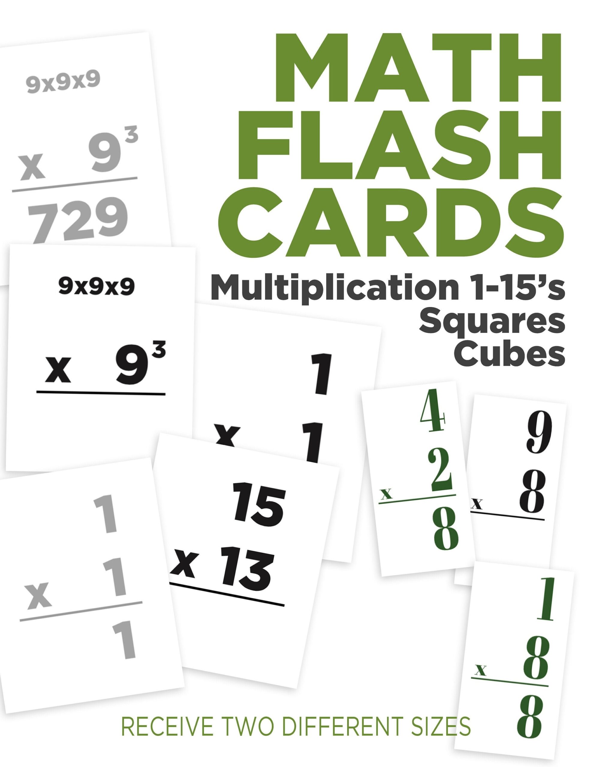 Multiplication Flash Cards 1 15 PLUS Squares And Cubes Etsy Multiplication Flash Cards Set 0 12 Math Practice PDF Etsy Denmark