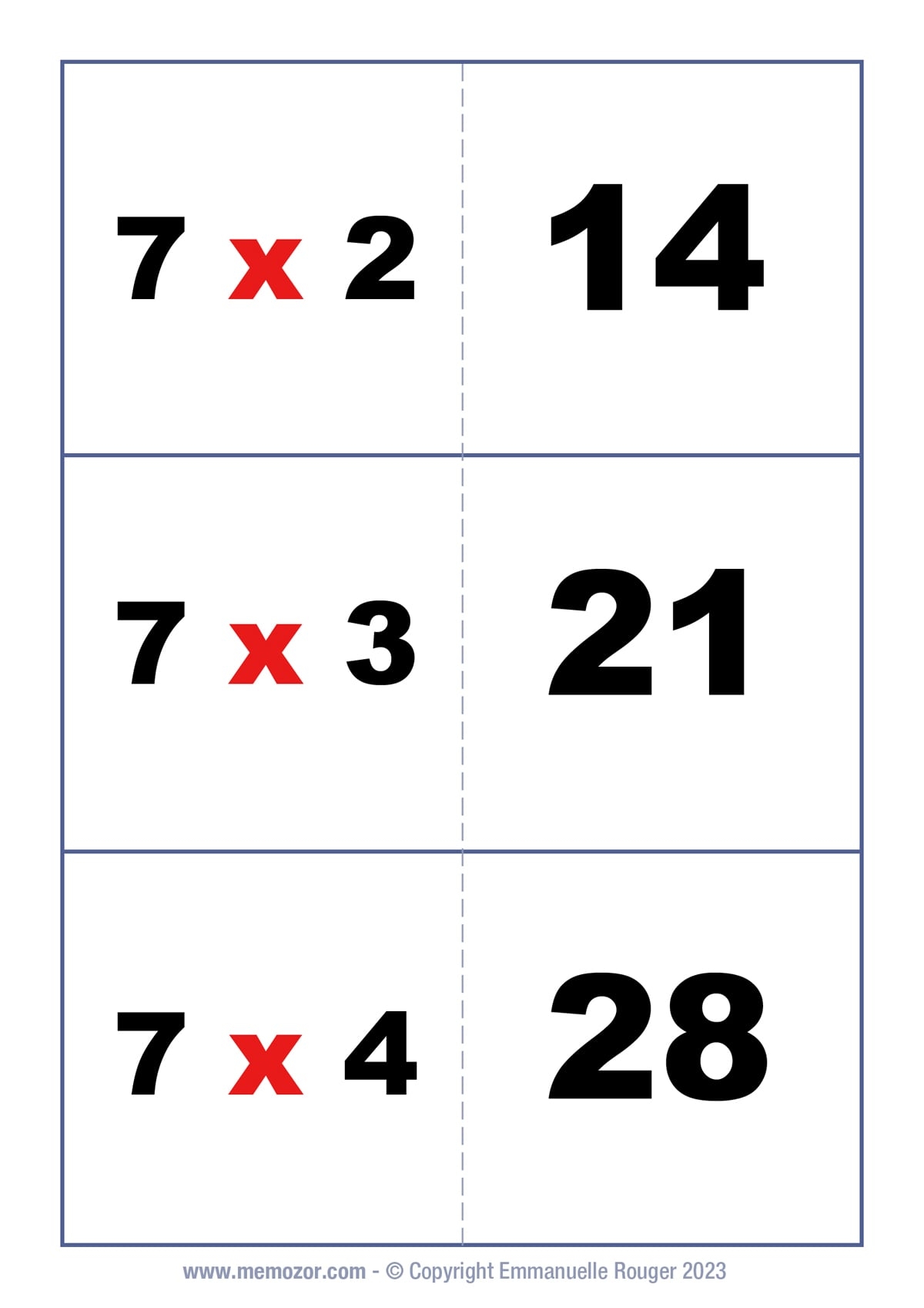 Multiplication Flash Cards 7 Times Table Free Memozor Multiplication Flash Cards 7 Times Table Free Memozor