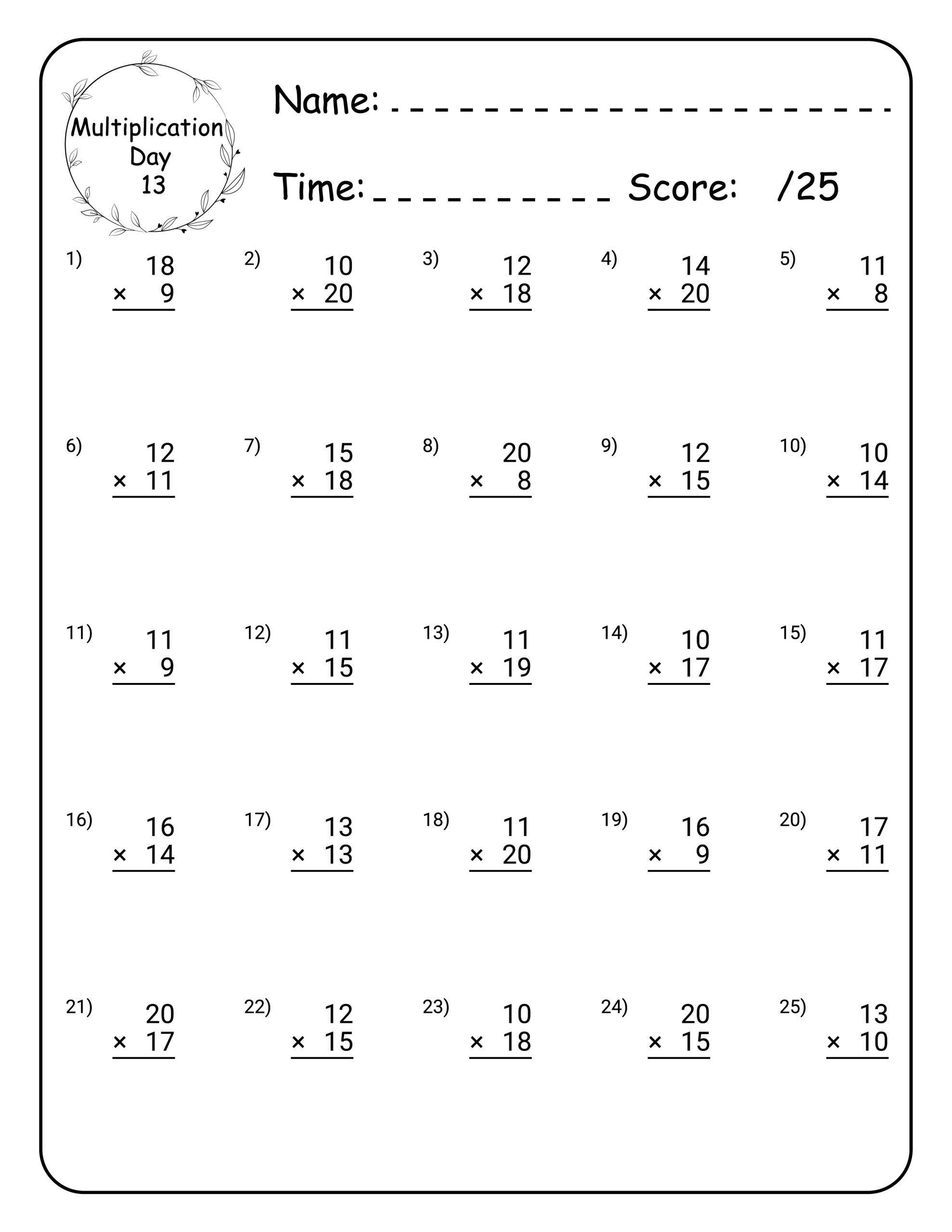 Multiplication Math Workbook For Grade 5 100 Practice Pages 100 Day Multiplication Worksheet Made By Teachers