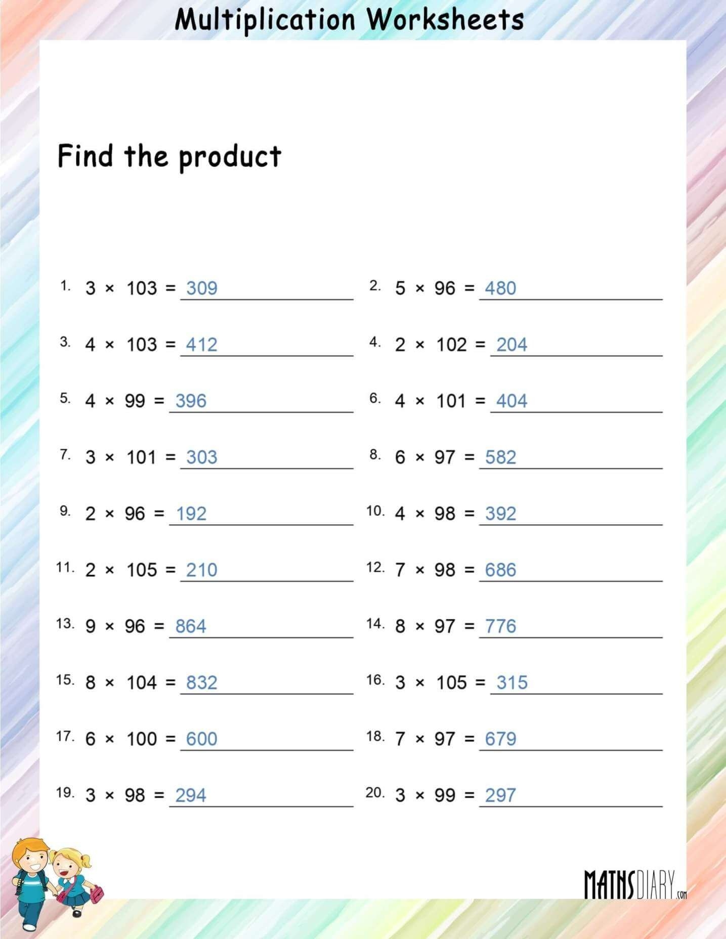 Multiplication Worksheet Math Worksheets MathsDiary