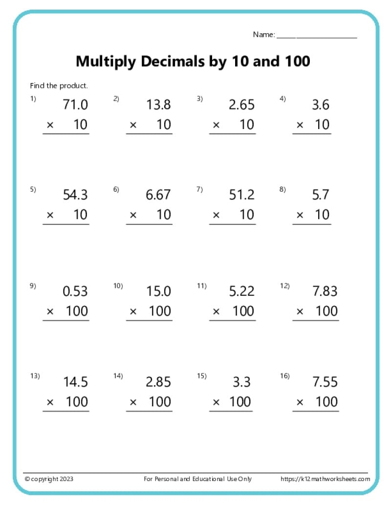 Multiplying Decimals Worksheets Counting By Decimals