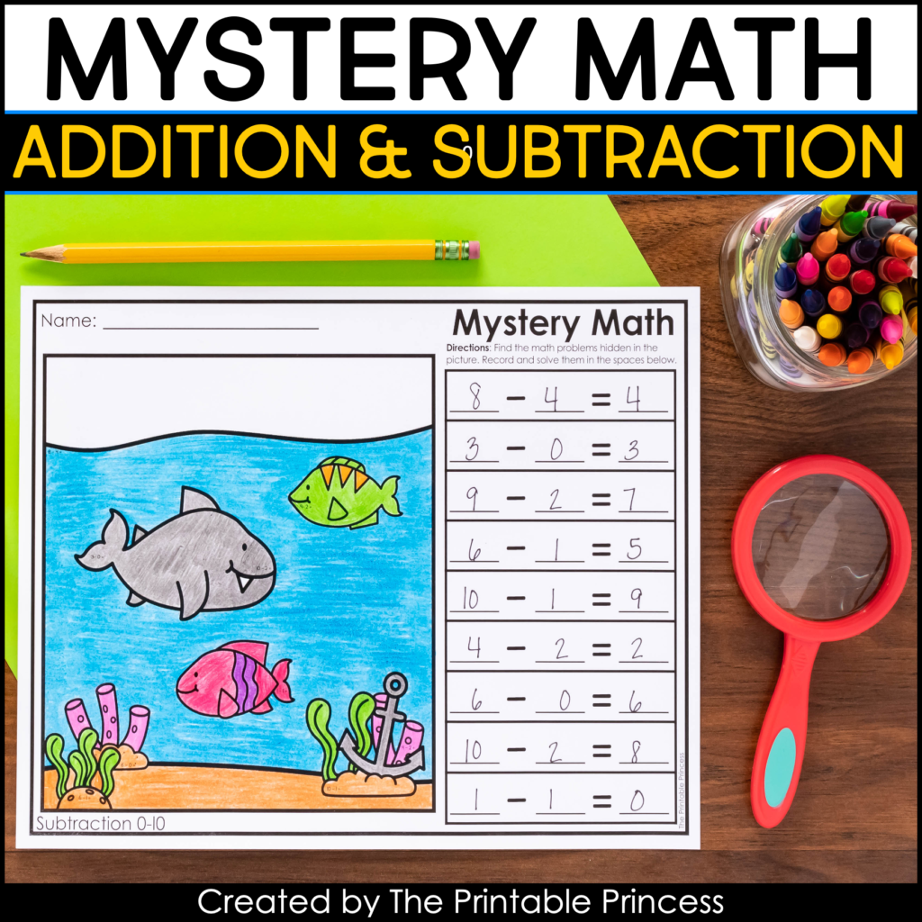 Mystery Math Addition And Subtraction Worksheets The Printable Princess