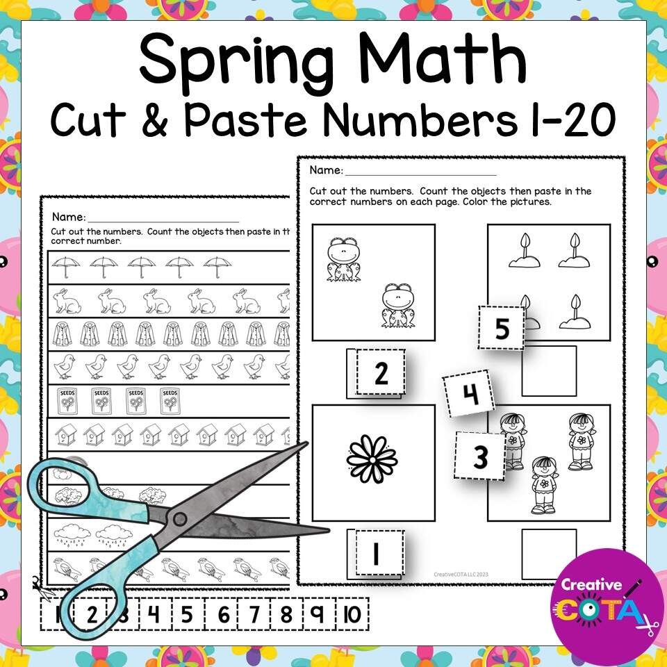 No Prep Spring Kindergarten Math Numbers 1 20 Cut And Paste Worksheets Made By Teachers Unknown Number In An Equation Mixed Up Puzzles Printable Digital Google The Owl Teacher