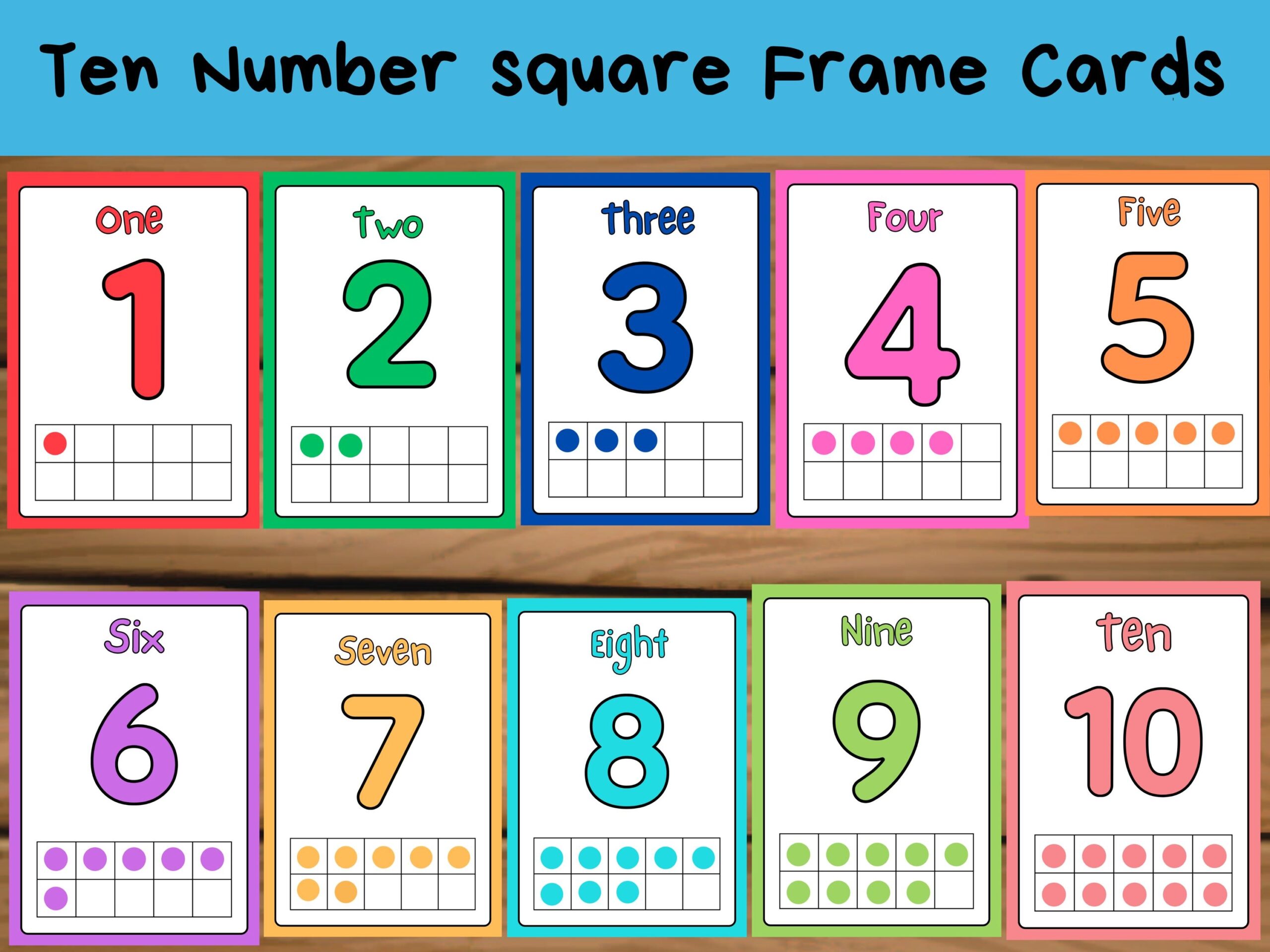 Number Flashcards Ten Frame Cards 1 10 Printable Etsy