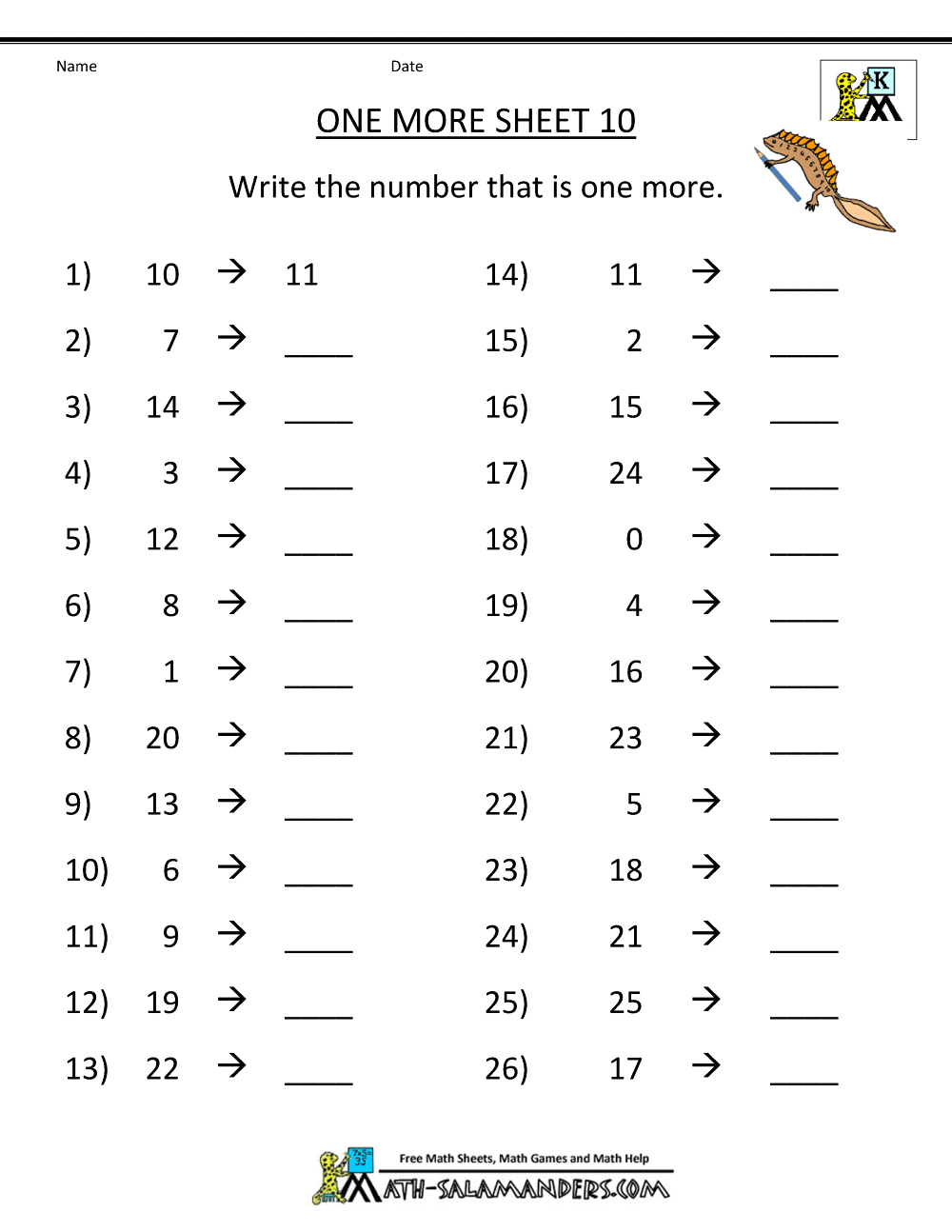 One More Worksheet One More Worksheet