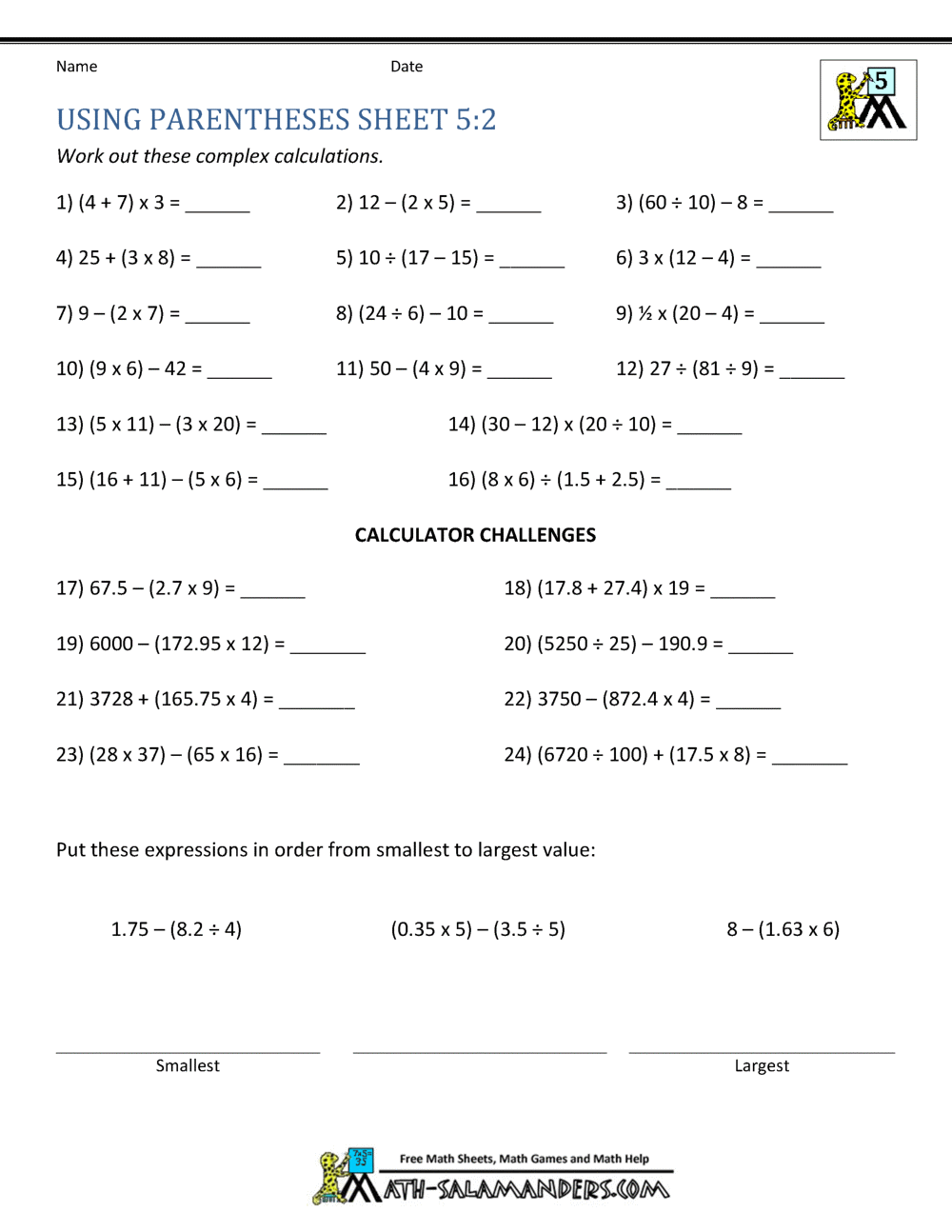 Grade 5 Multiplication Worksheets
