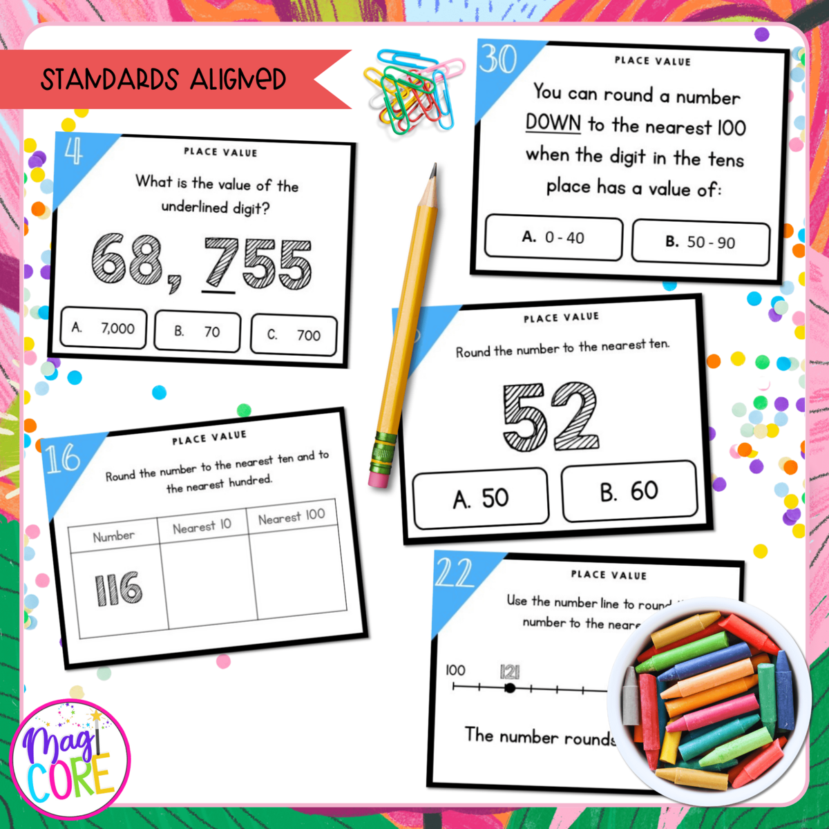 Place Value 3rd Grade Math Task Cards 3 NBT A 1 MagiCore Place Value 3rd Grade Math Task Cards 3 NBT A 1 MagiCore