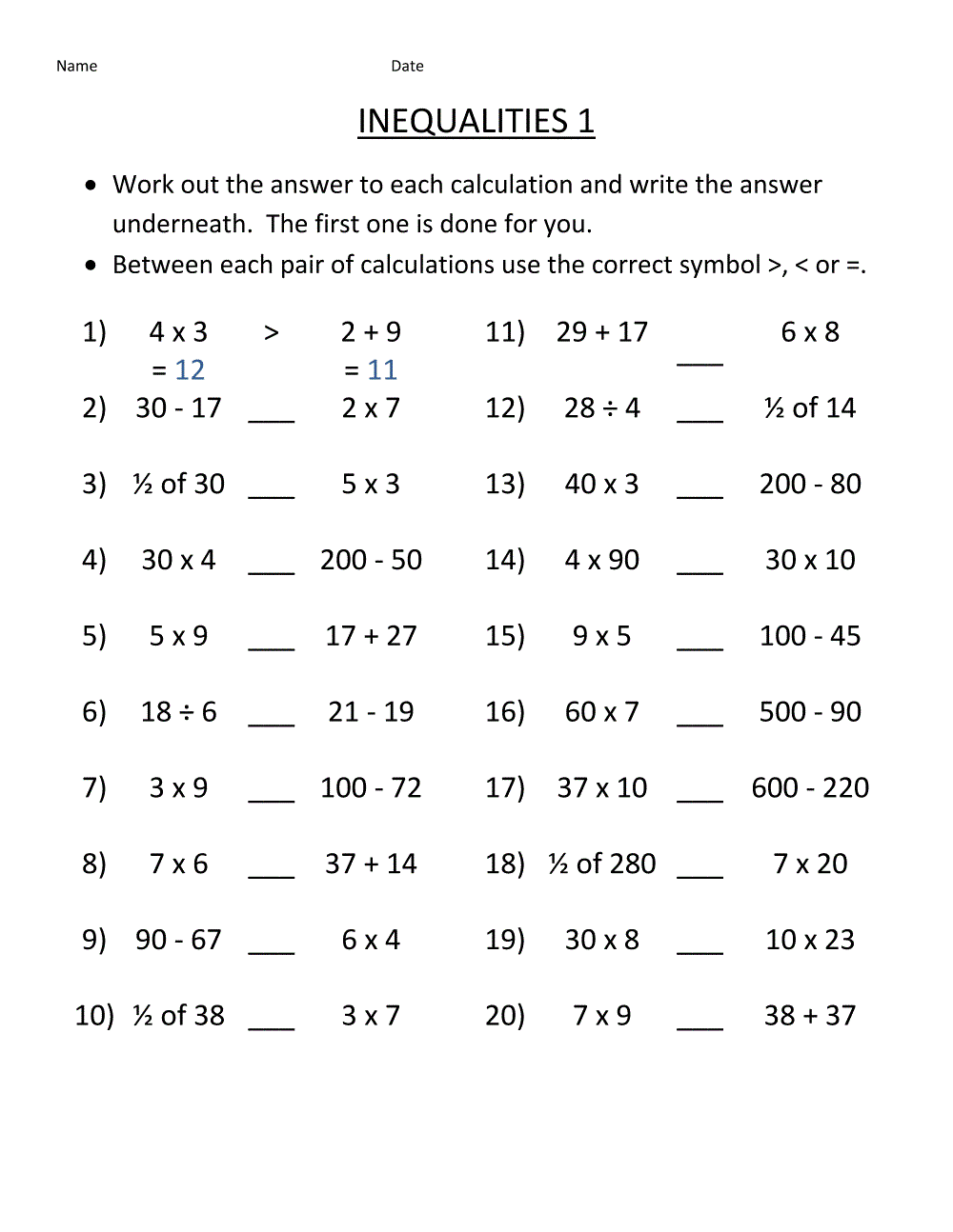 Practice Math Problems Worksheets Library