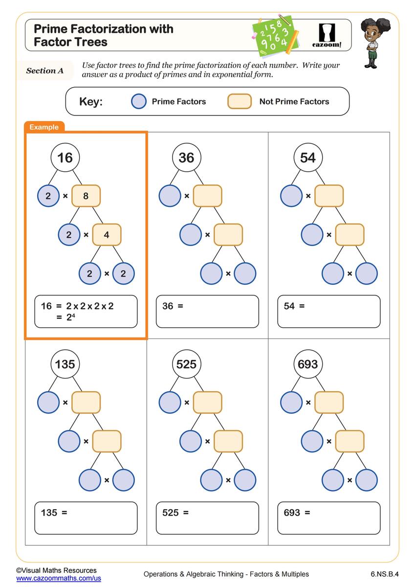 Factor Tree Worksheets Page