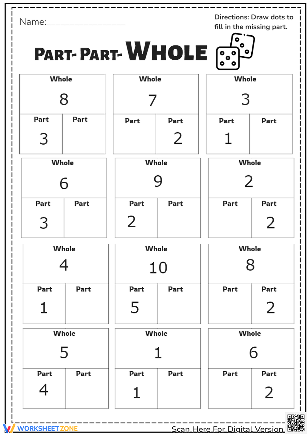 Printable Grade 1 Part Part Whole Worksheets