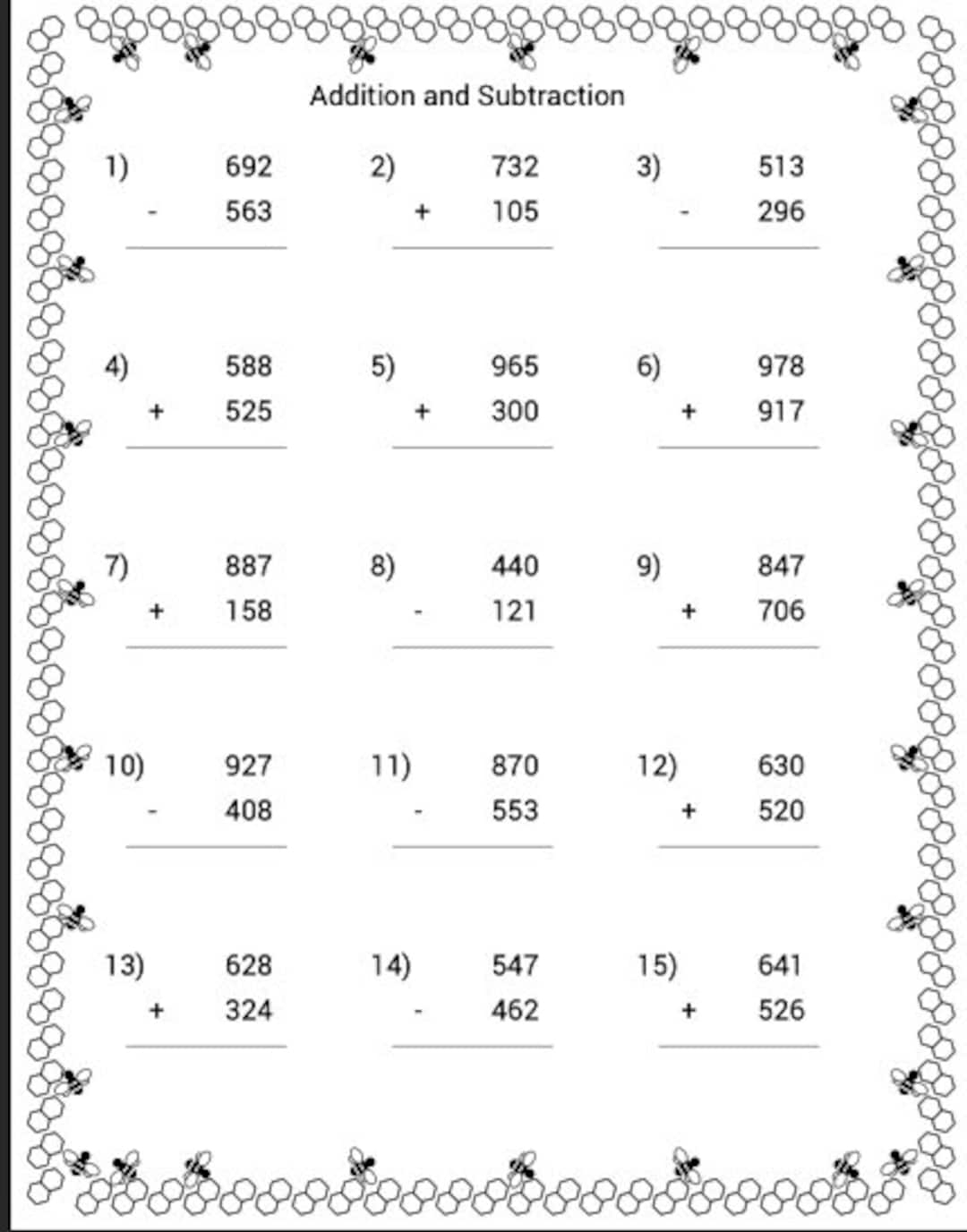 Printable Math Worksheets Addition And Subtraction Homeschool Instant Download With Answers Etsy Israel Printable Math Worksheets Addition And Subtraction Homeschool Instant Download With Answers Etsy Israel