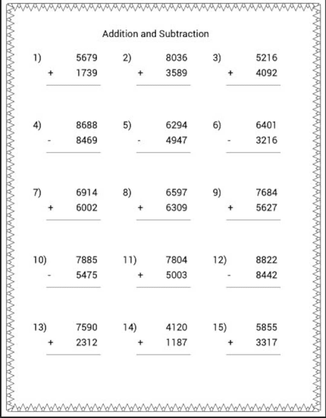 Printable Math Worksheets Addition And Subtraction Homeschool Instant Download With Answers Etsy Printable Math Worksheets Addition And Subtraction Homeschool Instant Download With Answers Etsy