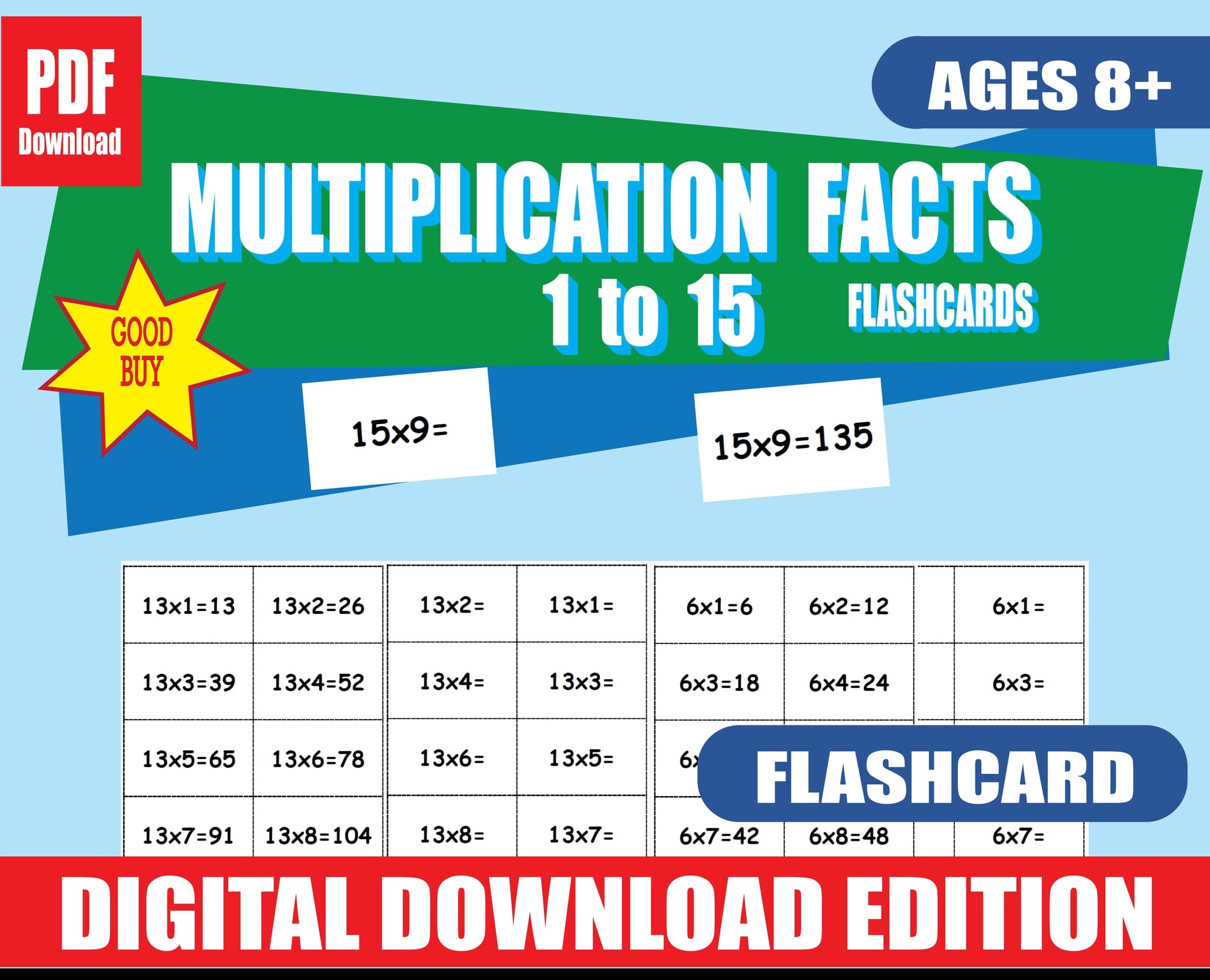 Printable Multiplication Flashcards 1 15 225 Facts Chart Double Sided Math Facts PDF Homeschool Classroom Learning Etsy Israel Printable Multiplication Flashcards 1 15 225 Facts Chart Double Sided Math Facts PDF Homeschool Classroom Learning Etsy Israel
