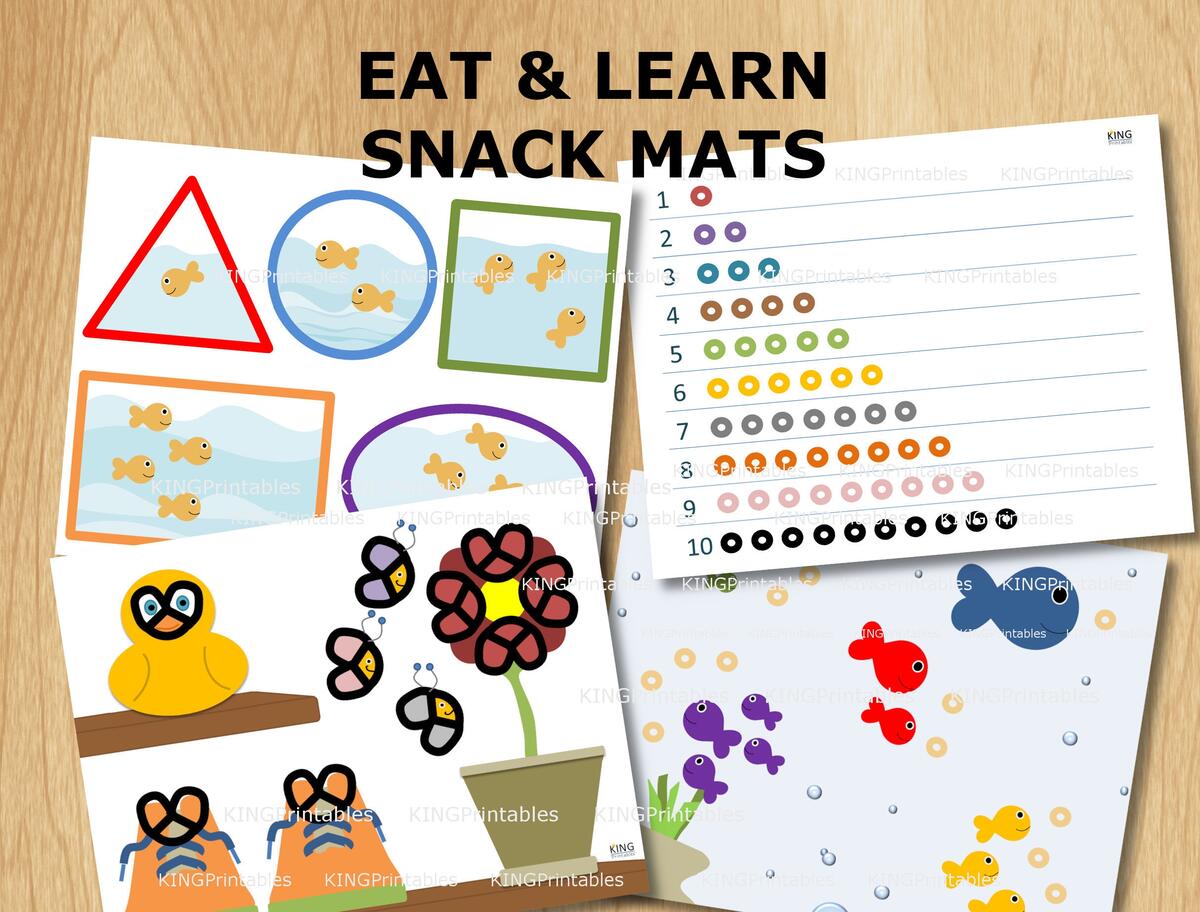 Printable Snack Mats Educational Place Mat DIY Gift Kids Counting Toys Learning Colors Cheerios Pretzels Goldfish Etsy Israel