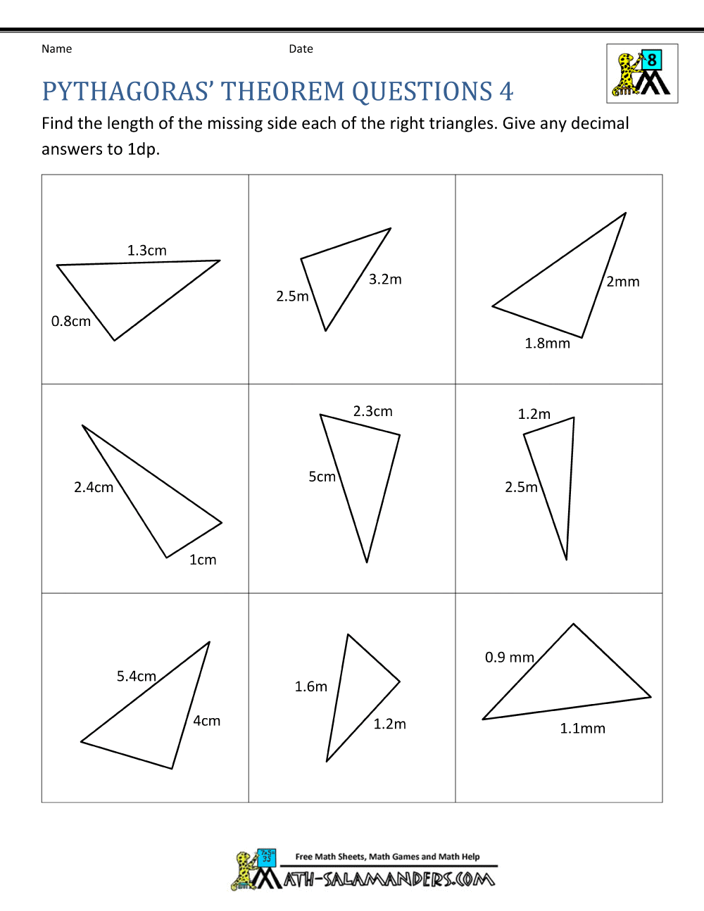 Pythagoras Theorem Questions