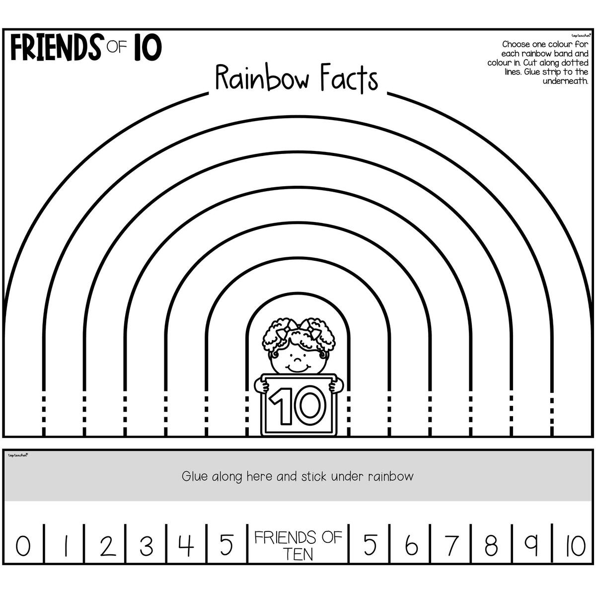 Rainbow Facts Friends Of Ten Worksheet Top Teacher