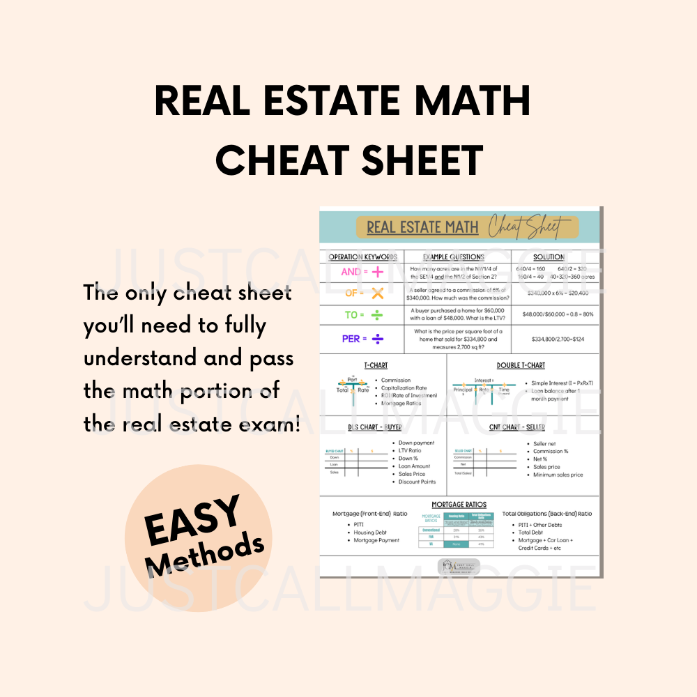 Real Estate Math Cheat Sheet Just Call Maggie