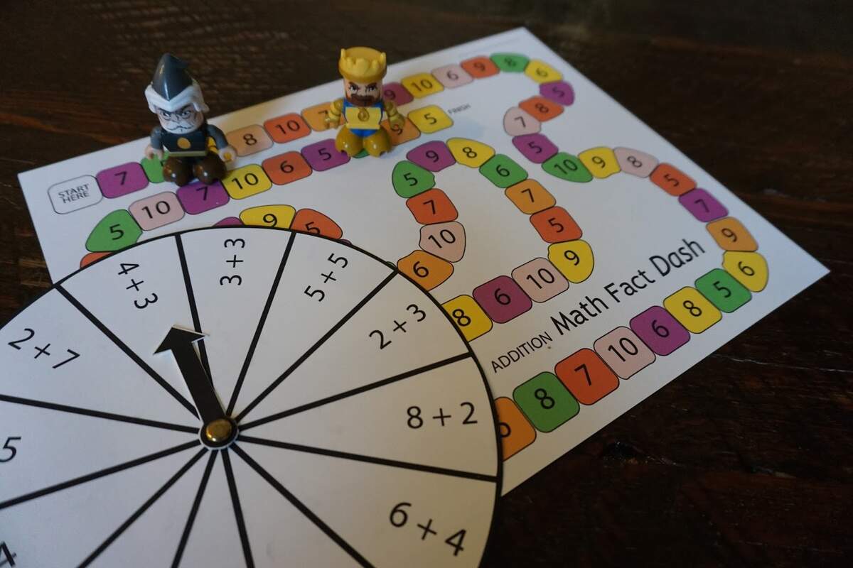 Relentlessly Fun Deceptively Educational Addition Math Fact Dash printable Board Game