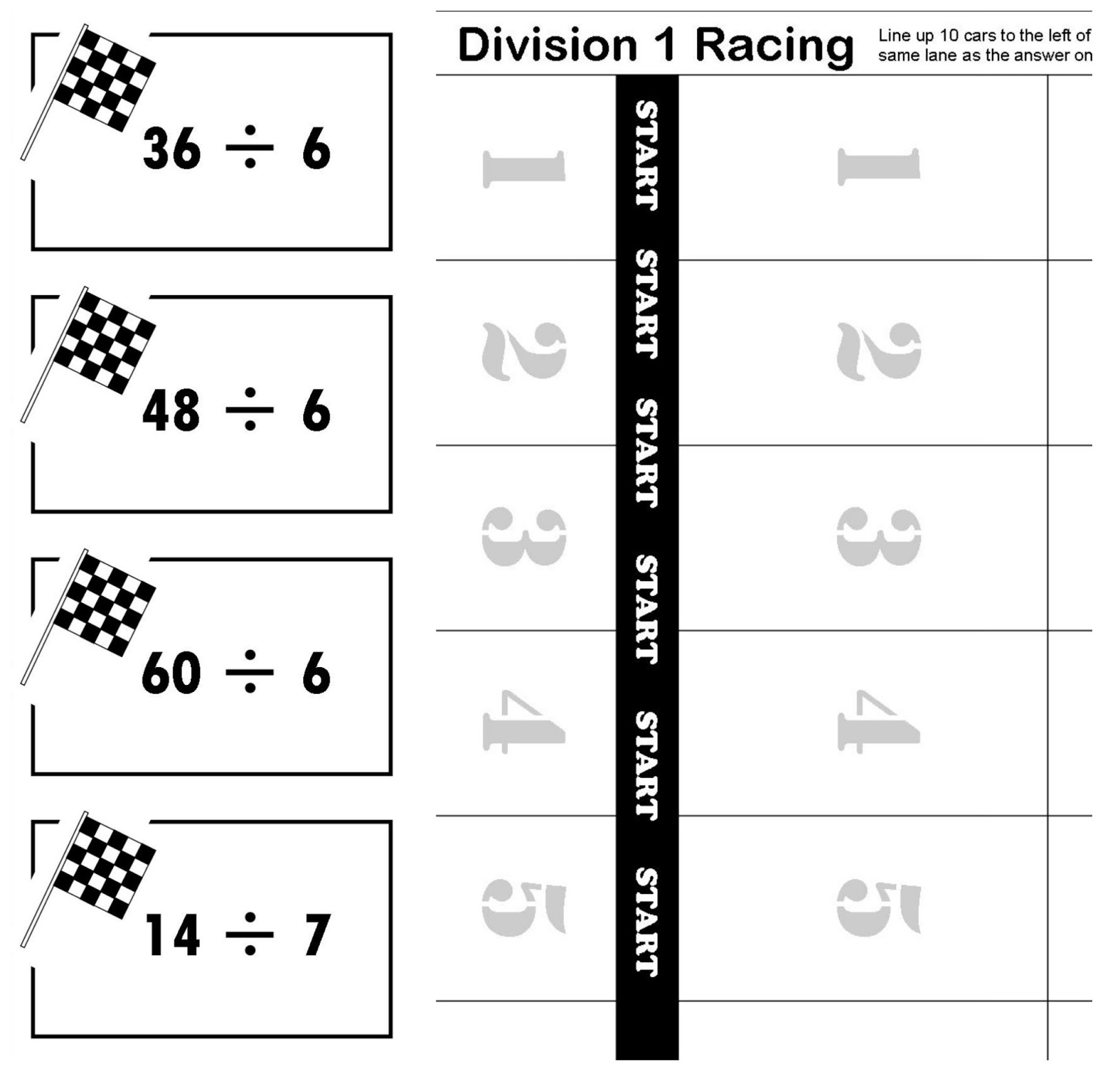 Relentlessly Fun Deceptively Educational Division 1 Racing Printable Math Game Relentlessly Fun Deceptively Educational Division 1 Racing Printable Math Game