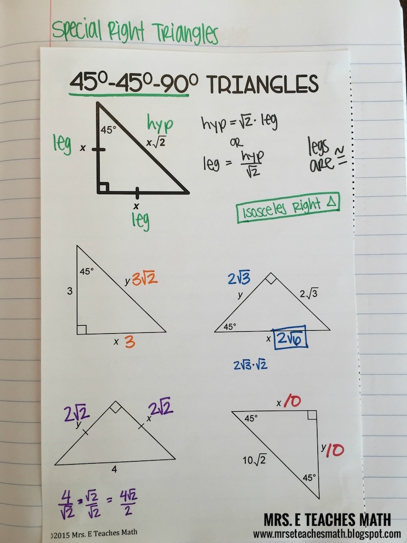 Right Triangles Interactive Notebook Pages Mrs E Teaches Math Right Triangles Interactive Notebook Pages Mrs E Teaches Math
