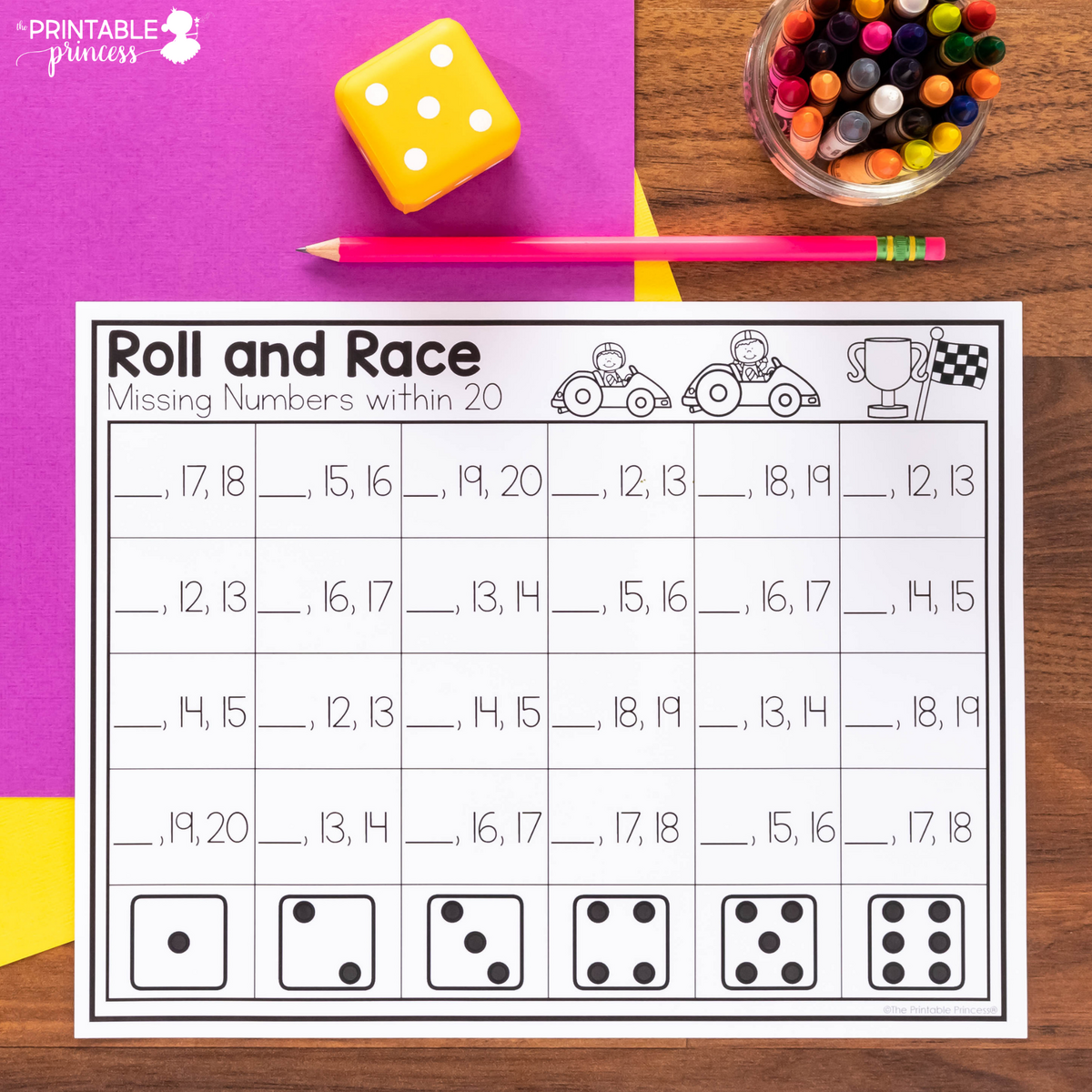 Roll And Race Kindergarten Math Roll And Cover Math Games The Printable Princess