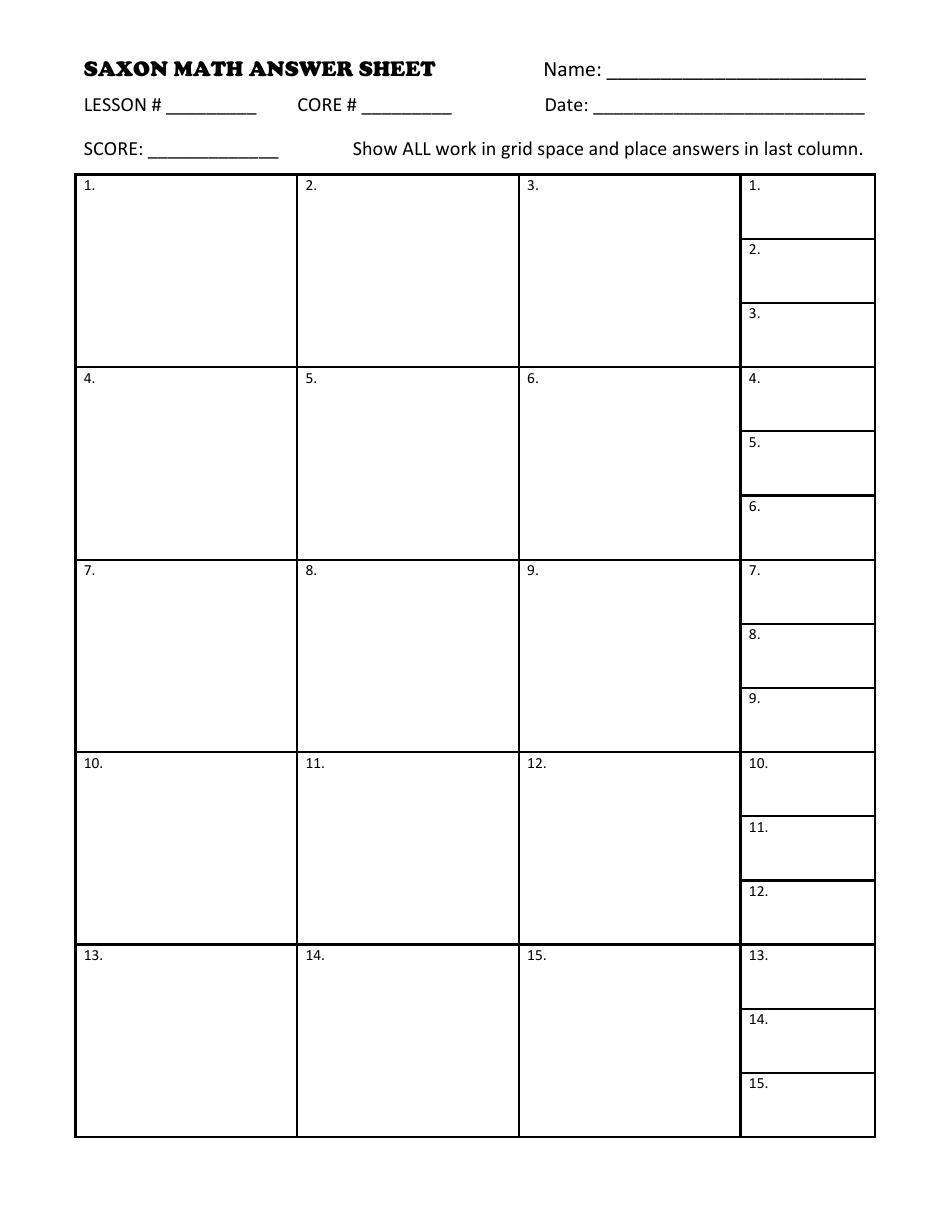 Saxon Math Answer Sheet Template Download Printable PDF Templateroller Saxon Math Answer Sheet Template Download Printable PDF Templateroller