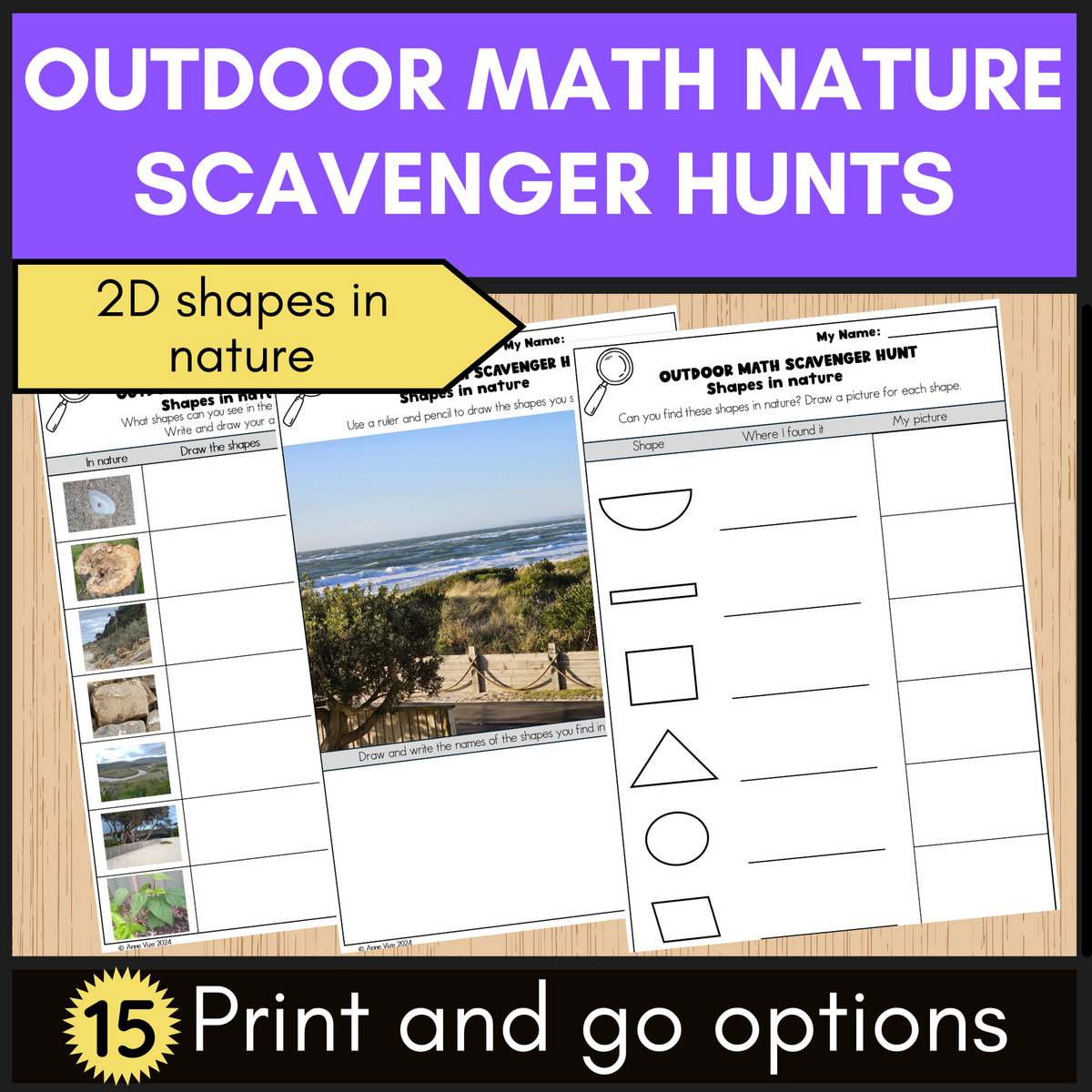 Scavenger Hunt Outdoor Math In Nature With 2D Shapes Printables For 1st To 3rd Grade Made By Teachers