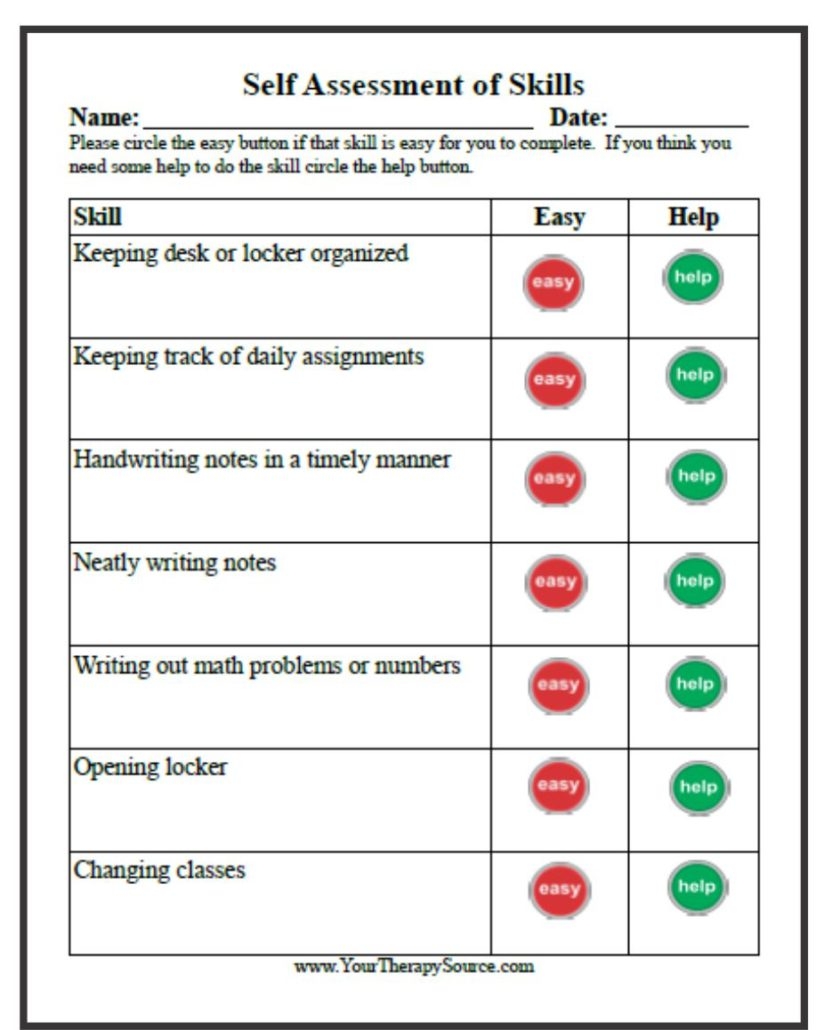 Self Assessment For Students Your Therapy Source Self Assessment For Students Your Therapy Source
