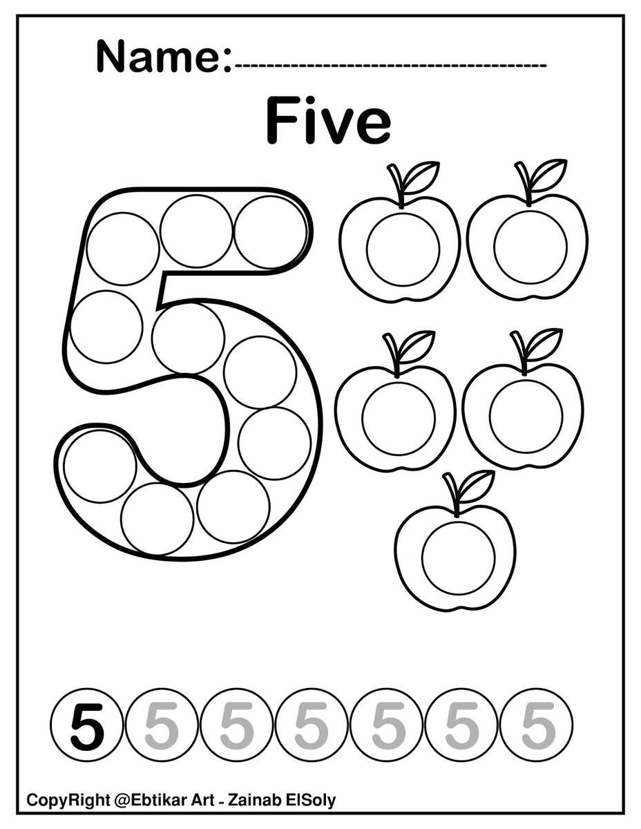 Set Of 123 Numbers Count Apples Dot Marker Activity Coloring Pages For Kids