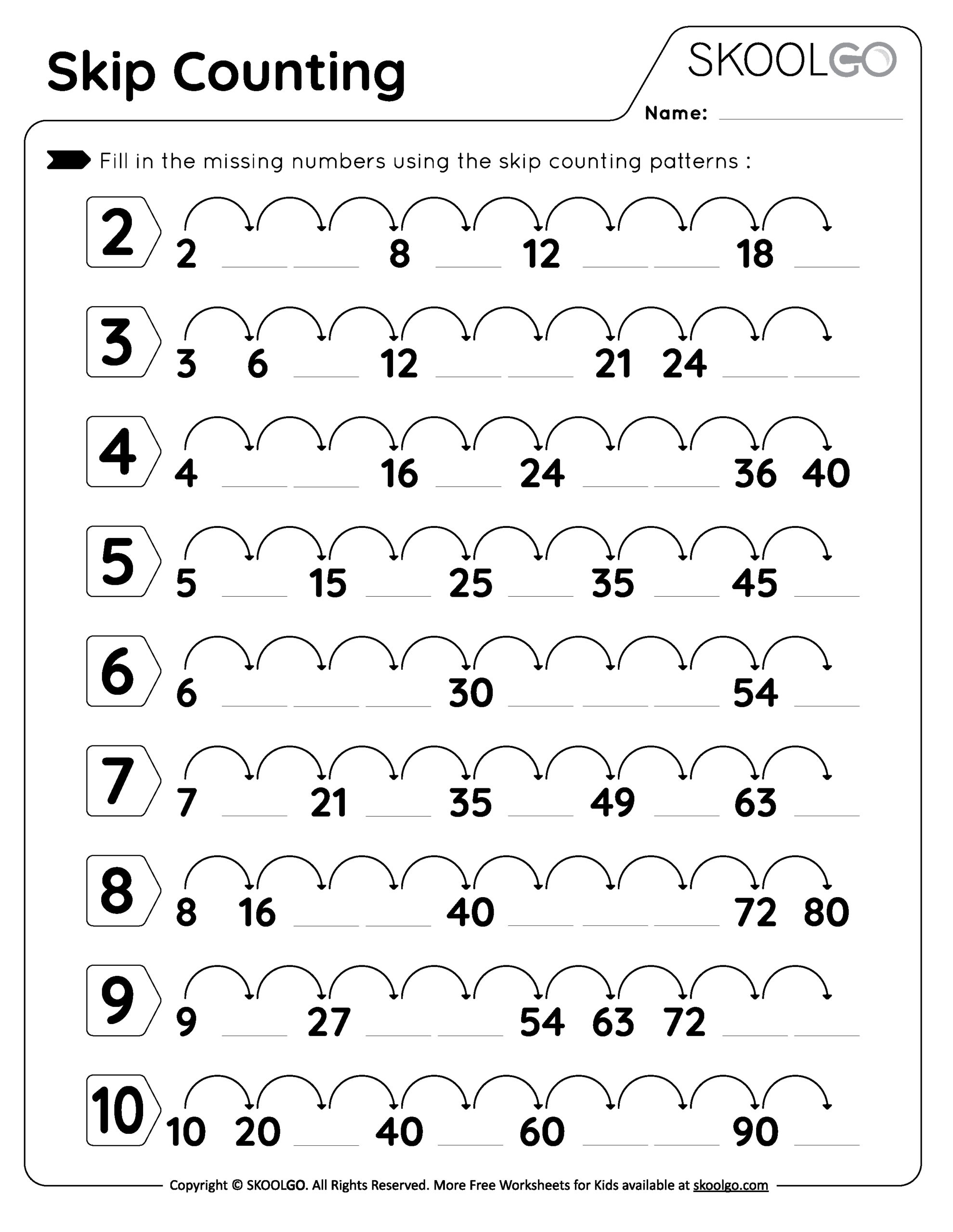 Skip Counting Free Worksheet For Kids SKOOLGO Skip Counting Free Worksheet For Kids SKOOLGO