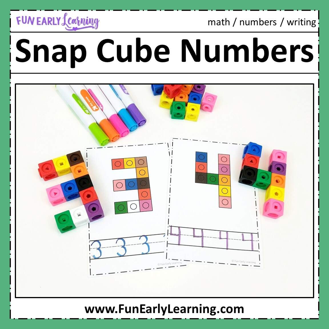 Snap Cube Numbers Fun Early Learning FREE Spring Math Activity With Snap Cube Pattern Cards