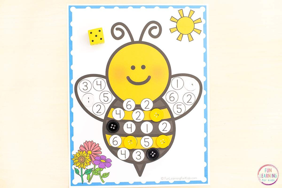 Spring Bee Roll And Cover Number Mats Free Printable Spring Bee Roll And Cover Number Mats Free Printable