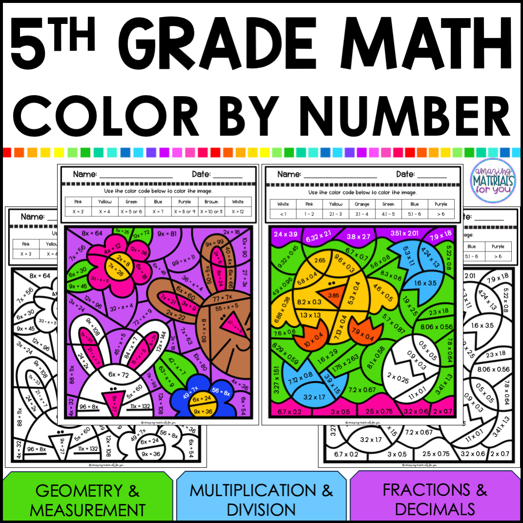 Spring Math Coloring Worksheets 5th Grade Color By Code Early Finishers Made By Teachers Spring Math Coloring Worksheets 5th Grade Color By Code Early Finishers Made By Teachers