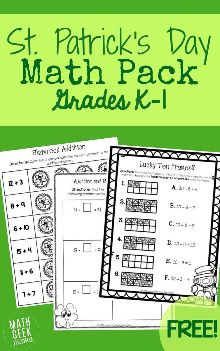 Free St Patrick S Day Math Craft For Grade 1 2 To Practice Addition Subtraction