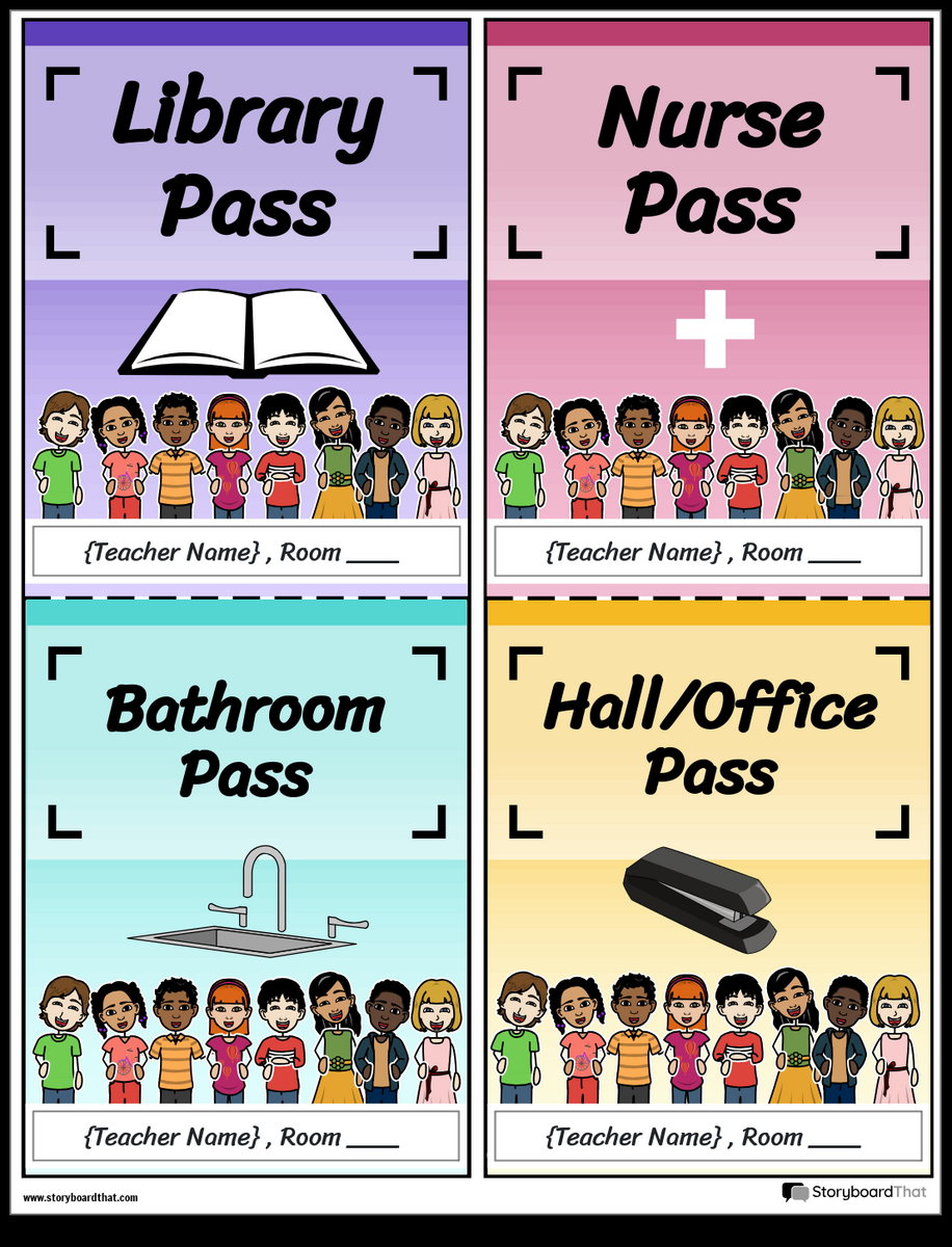 Storyboard That Free Printable Hall Passes For Classrooms Storyboard That Free Printable Hall Passes For Classrooms