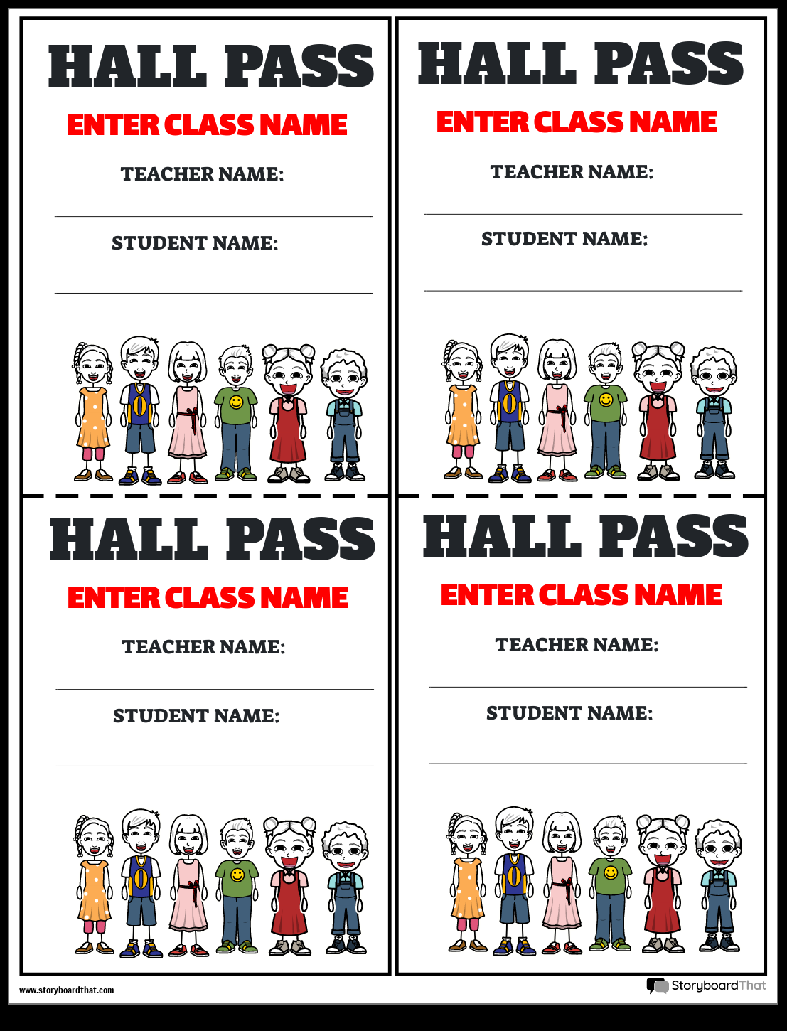 Storyboard That Free Printable Hall Passes For Classrooms Storyboard That Free Printable Hall Passes For Classrooms