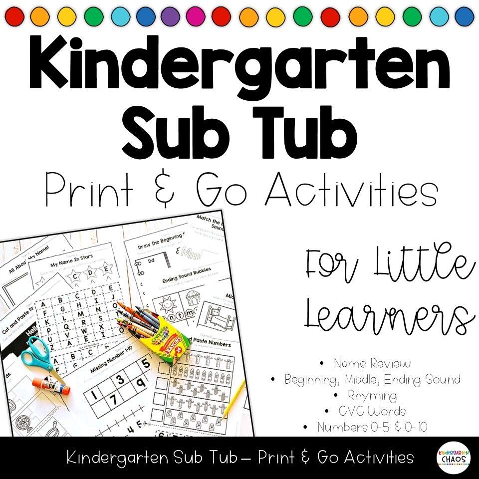 Substitute Teacher Activities For Kindergarten
