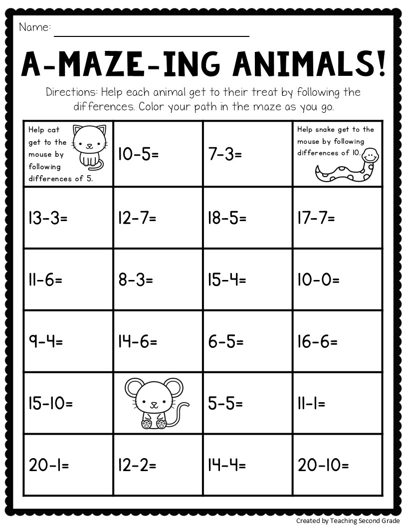 Subtraction Facts To 20 Worksheets No Prep Math Worksheets For 1st 2nd Grade Teaching Ideas Made Easy Subtraction Facts To 20 Worksheets No Prep Math Worksheets For 1st 2nd Grade Teaching Ideas Made Easy