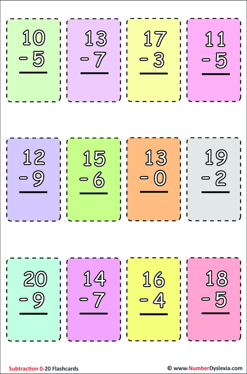 Subtraction Flash Cards ONLINE Printable Subtraction Flash Cards ONLINE Printable