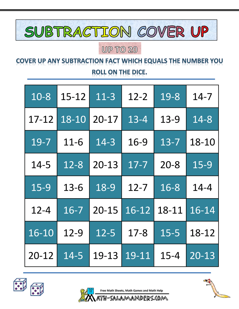 Subtraction Games For Kids