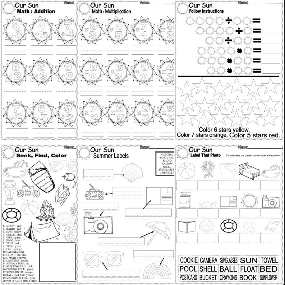 SUN Theme NO PREP Activity Worksheets Writing Vocabulary Math ELA Solar Eclipse Classful SUN Theme NO PREP Activity Worksheets Writing Vocabulary Math ELA Solar Eclipse Classful