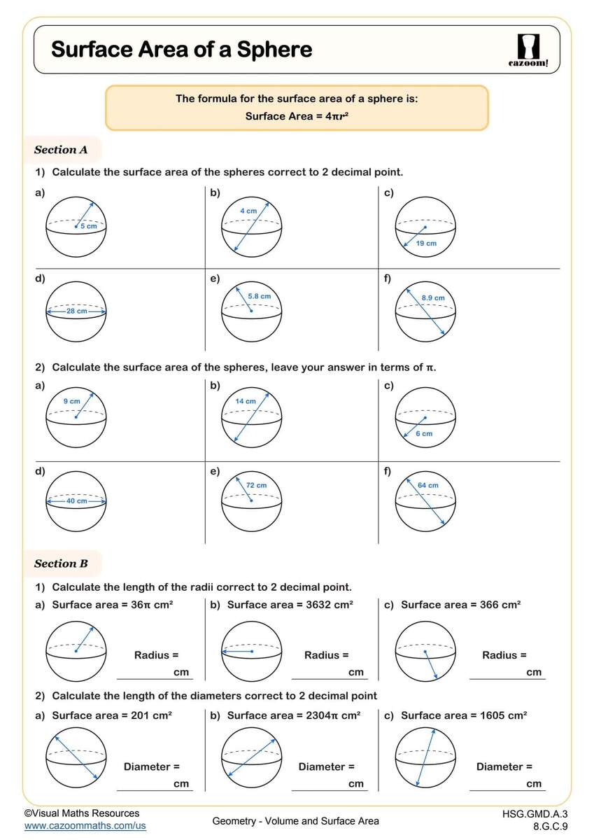 Surface Area And Volume Worksheets Printable PDF Worksheets Cazoom Math Surface Area And Volume Worksheets Printable PDF Worksheets Cazoom Math