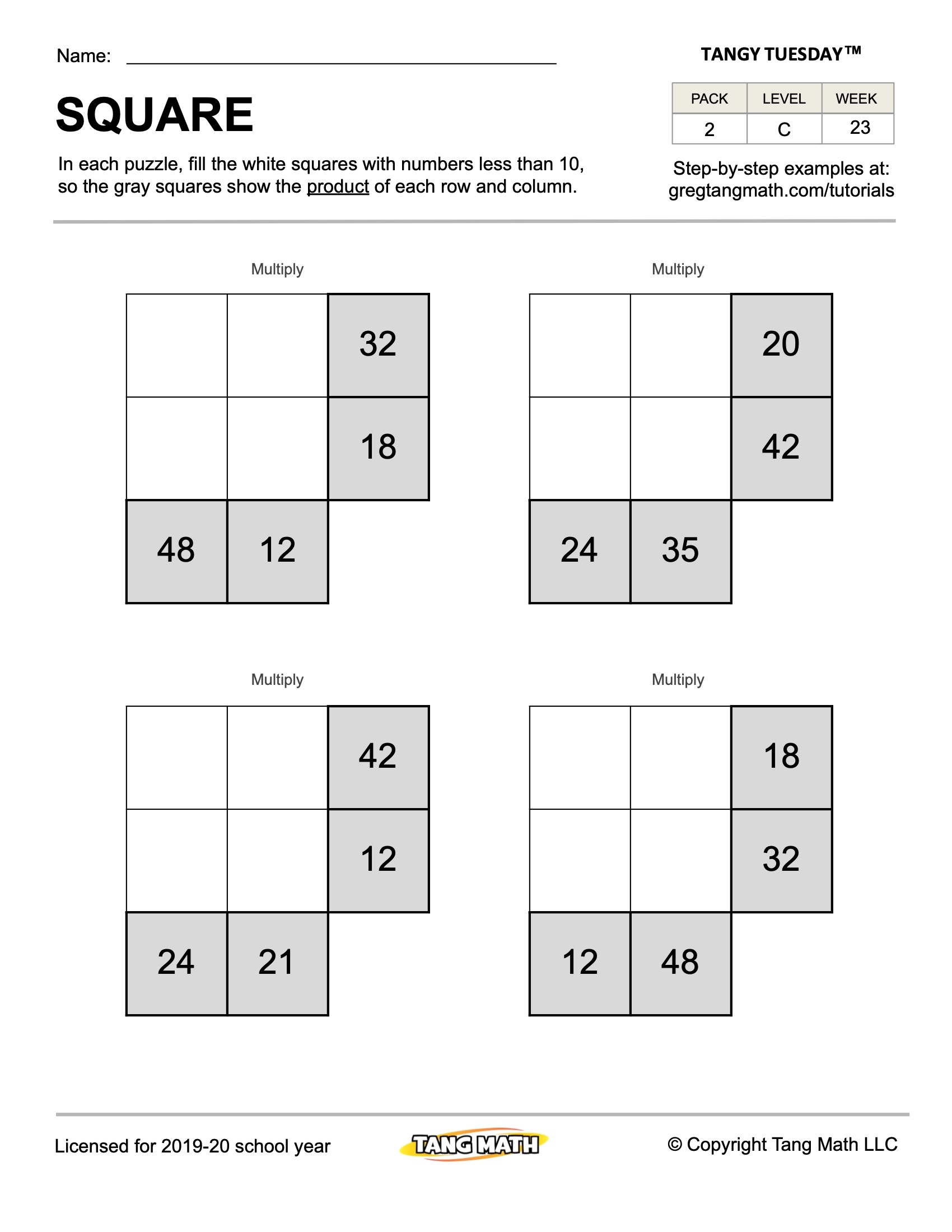 Tang Math Puzzle Packs